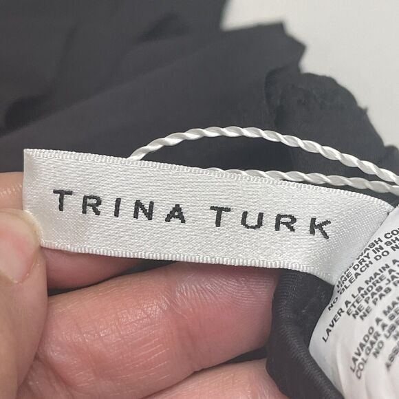 Trina Turk Womens Atlas Black Ruffled One Shoulder Bikini Swim Top ONLY 8 NWT - Picture 4 of 8